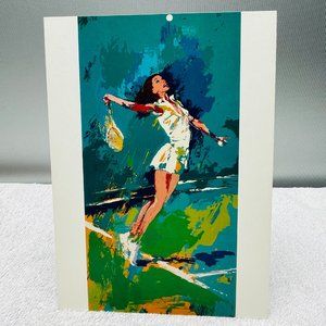 NWOT LeRoy Neiman "Sweet Serve" Postcard, Tennis, 7 1/2" L x 5 1/2" W